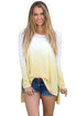 Sexy Yellow Ombre Split Side Long Sleeve Top